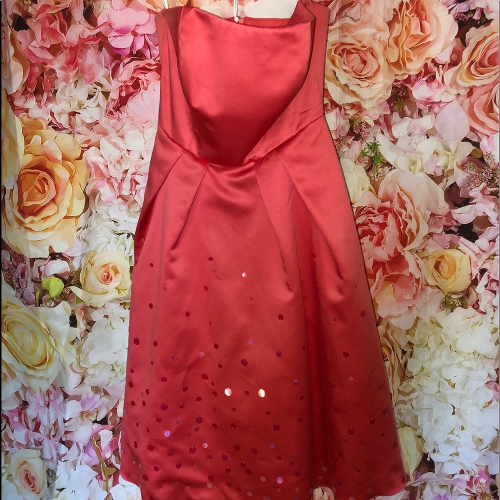 Strapless sequin dress in Coral